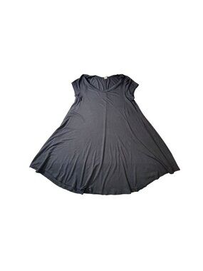 Isaac Liev Womes Black Swing Dress 2XL Rayon Blend V-Neck Short Sleeve Flowy